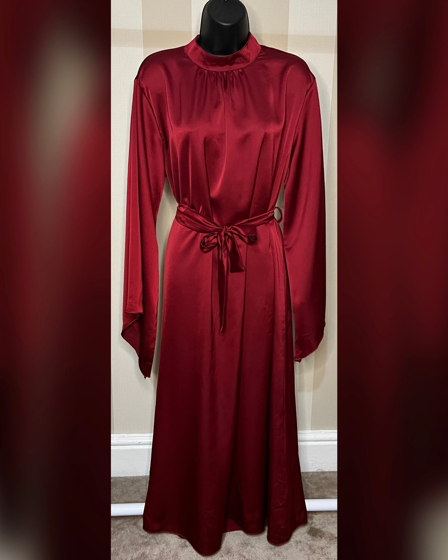 Flared Sleeve Satin Dress