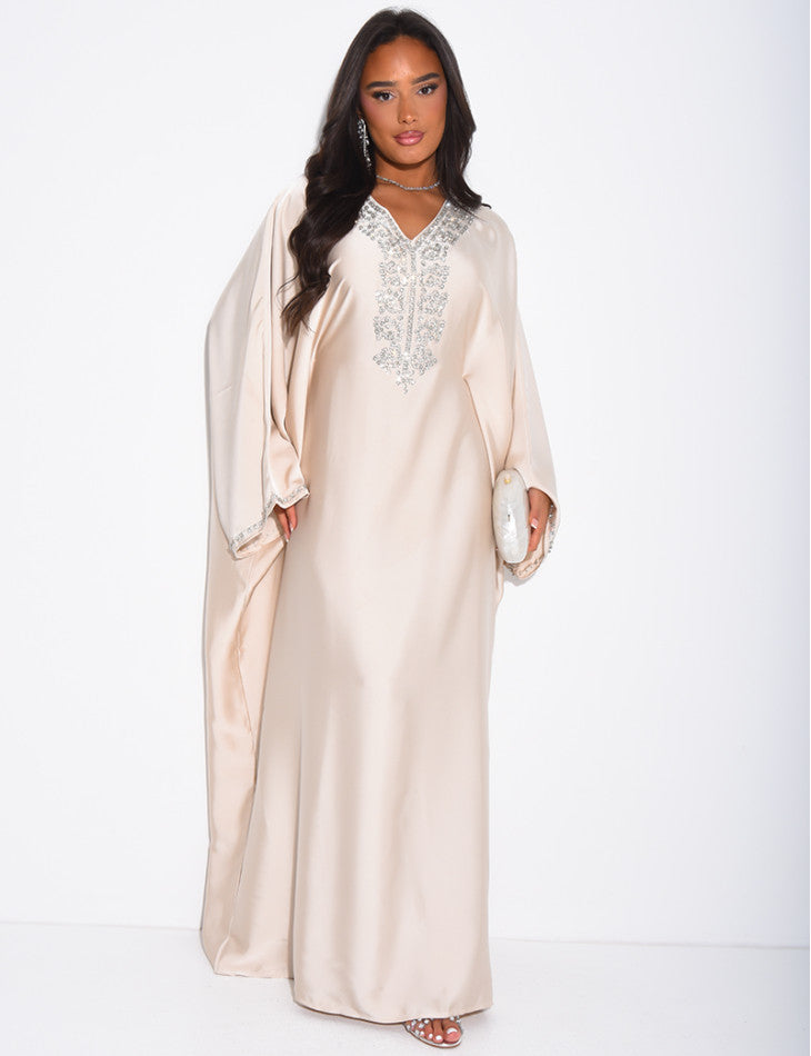 Mona Embellished Kaftan with Inner Tie Belt
