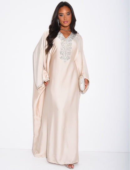 Mona Embellished Kaftan with Inner Tie Belt
