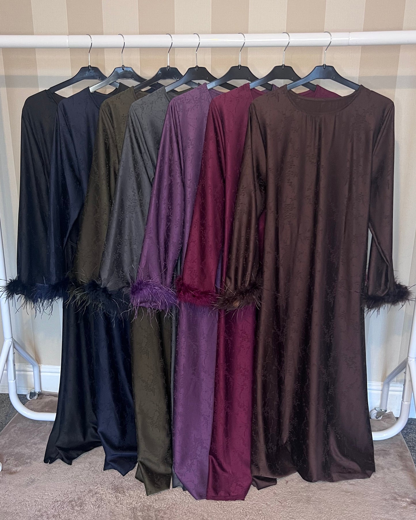 Ameera Feather Sleeve Tie Belt Dress