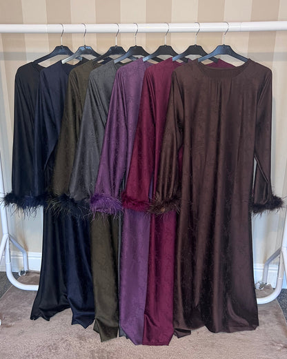 Ameera Feather Sleeve Tie Belt Dress