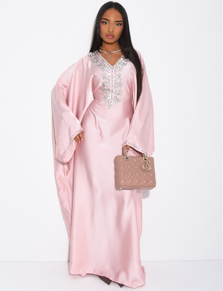 Mona Embellished Kaftan with Inner Tie Belt