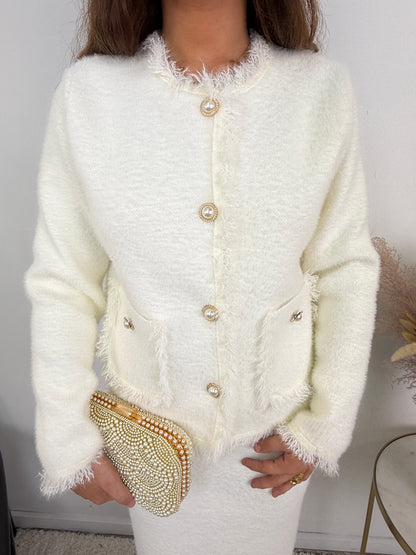 Aya Fur Button Skirt Co Ord