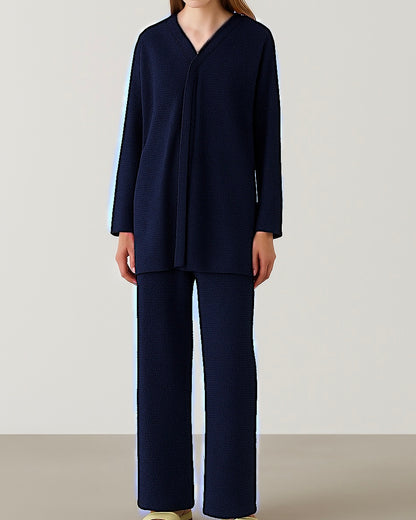 Waffle Textured V Neck Co Ord