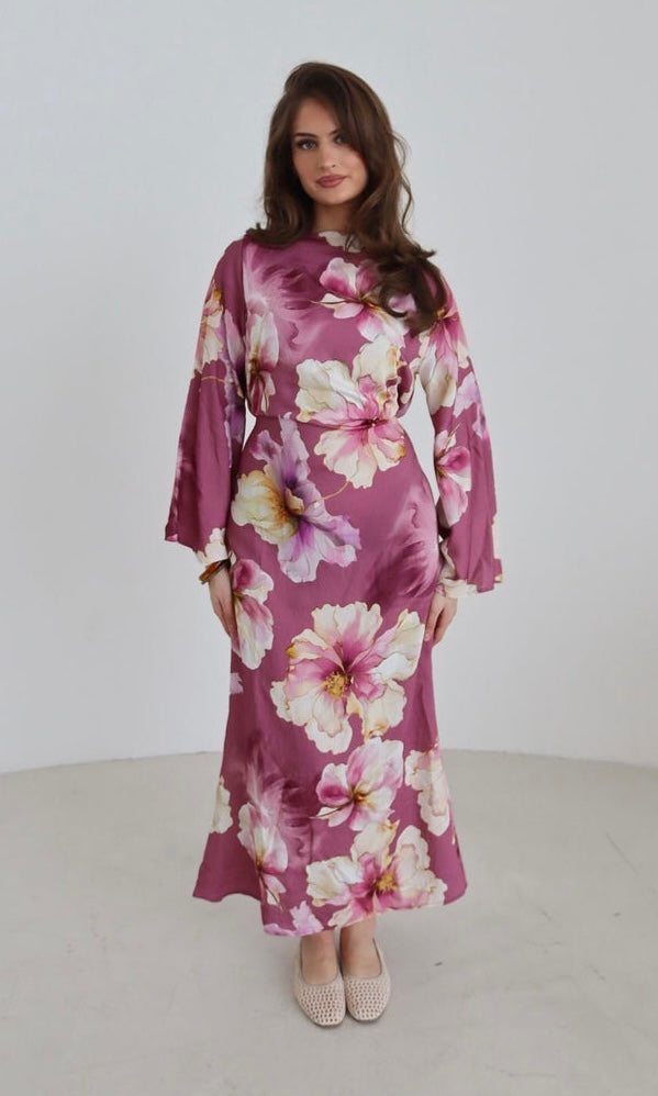 Sierra Floral Dress with Adjustable Tie Belt