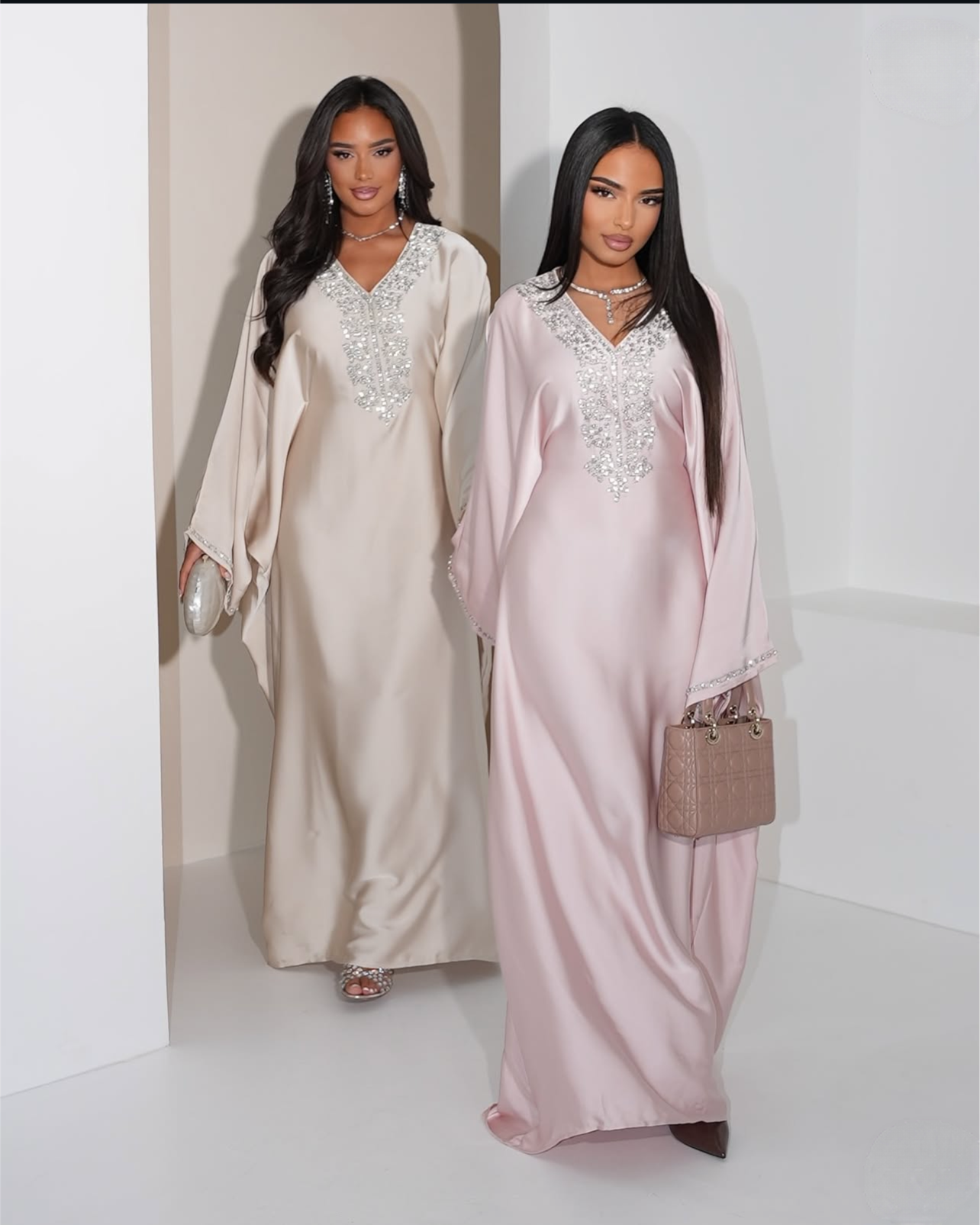 Mona Embellished Kaftan with Inner Tie Belt
