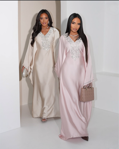 Mona Embellished Kaftan with Inner Tie Belt