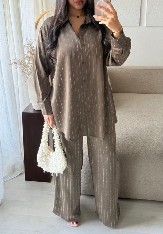 Premium Rhinestone Buttoned Co Ord
