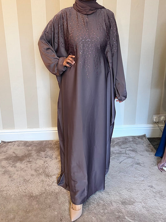 Aliya Inner Tie Belt Abaya with Hijab
