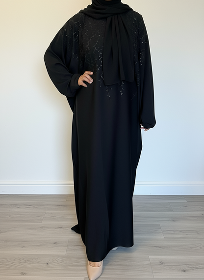 Aliya Inner Tie Belt Abaya with Hijab