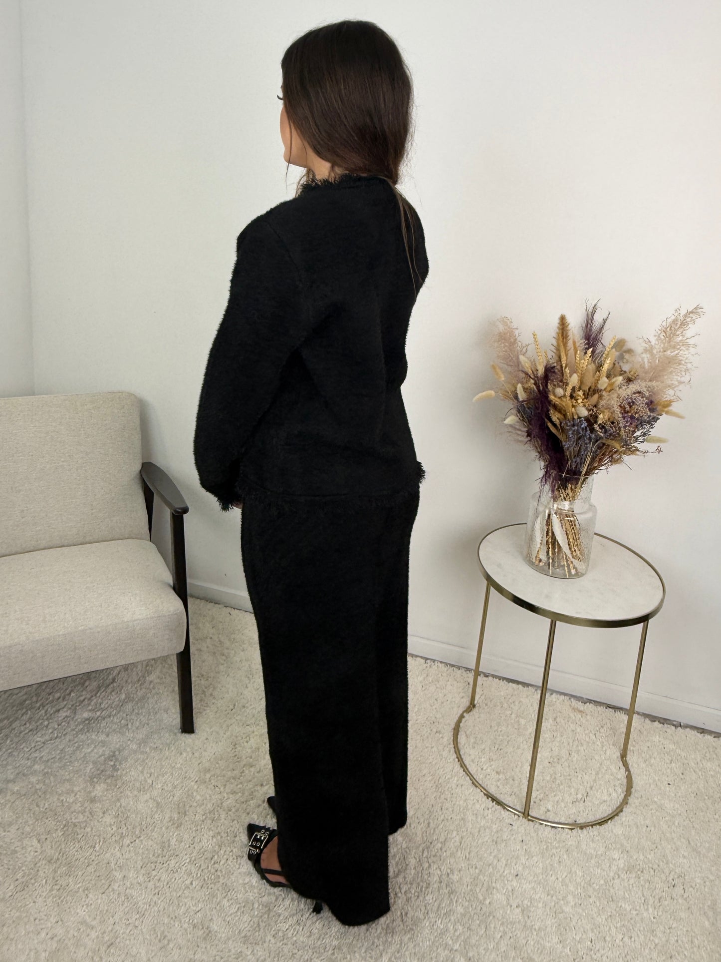 Aya Fur Button Skirt Co Ord