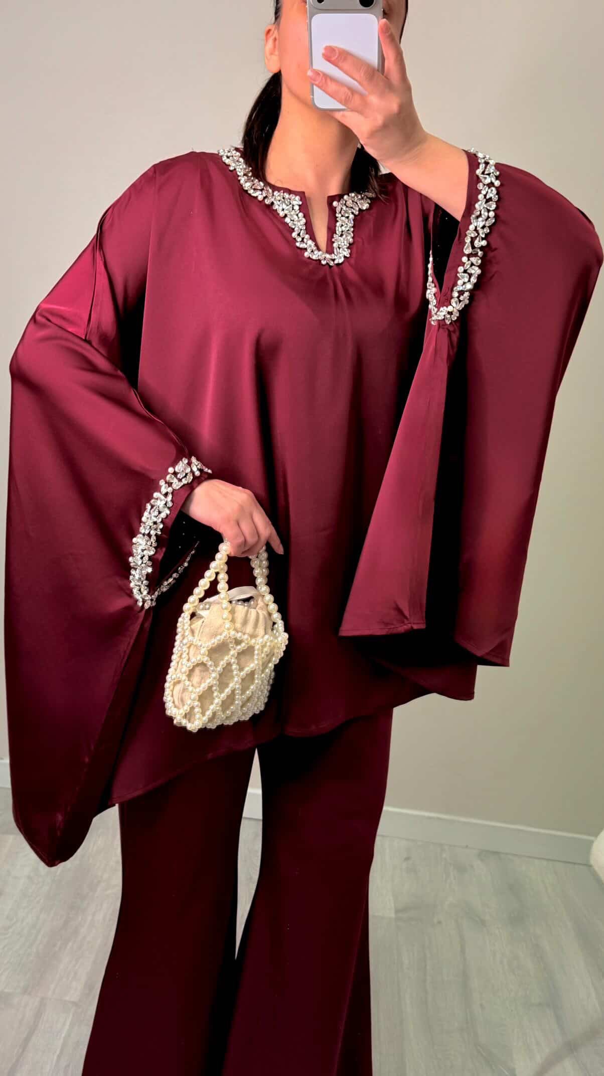 Emelia Premium Satin Crystal Co Ord