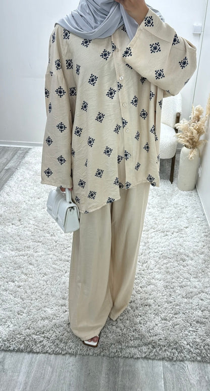 Small Print Linen Feel Coord