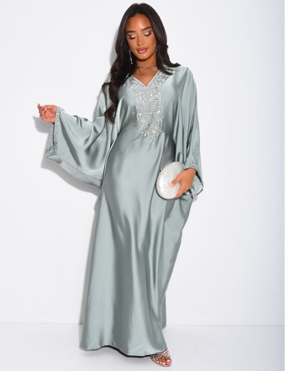 Mona Embellished Kaftan with Inner Tie Belt