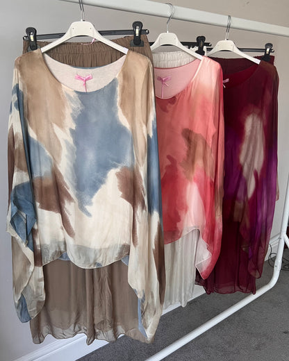Luna Tie-Dye Chiffon-Silk Co Ord