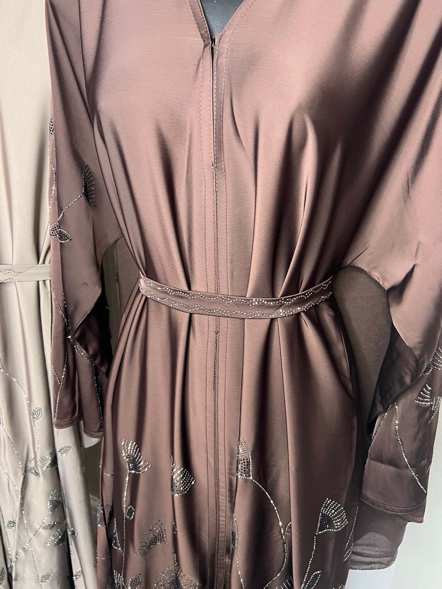 Hajar Floral Leaf Embellishment Abaya Set