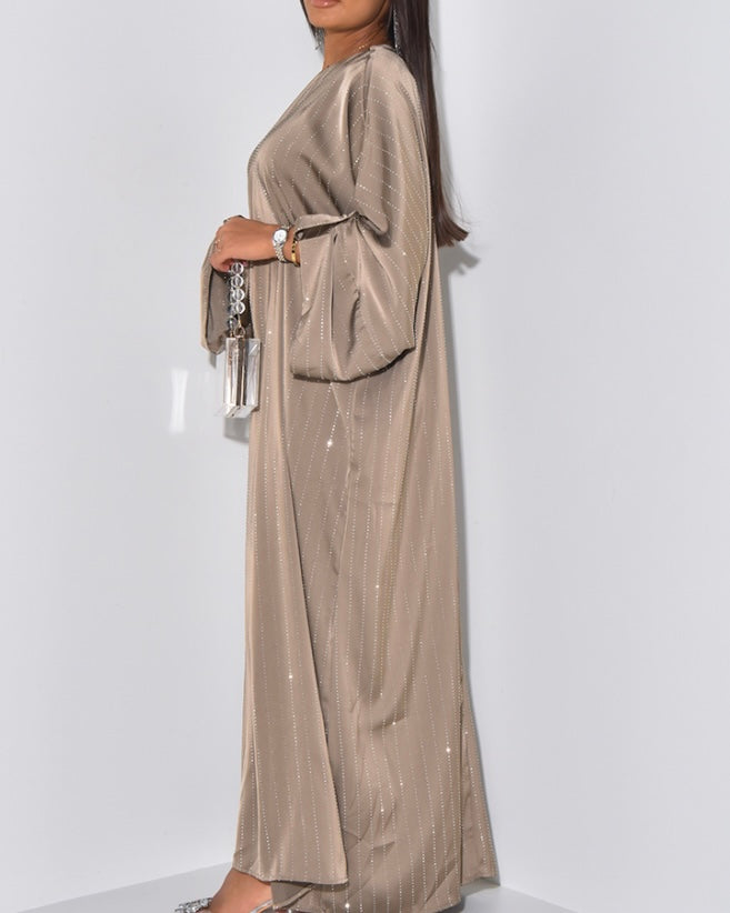 Premium Vertical Rhinestone Abaya Dress