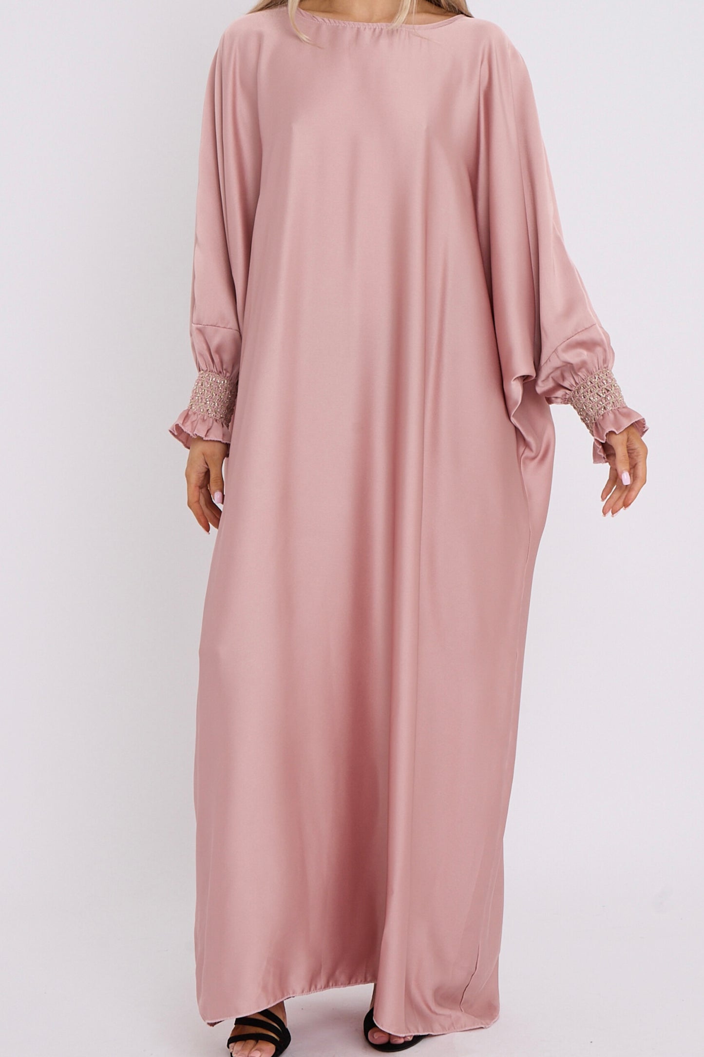 Cuff Detail Satin Batwing Dress