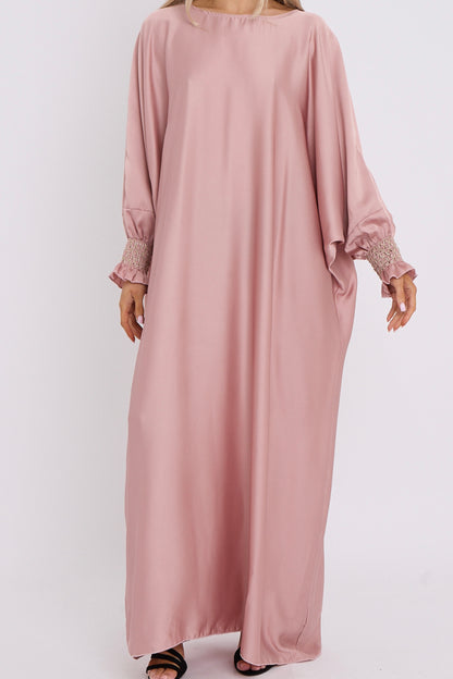 Cuff Detail Satin Batwing Dress