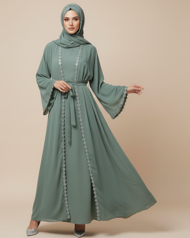 Daisy Chiffon Open Abaya