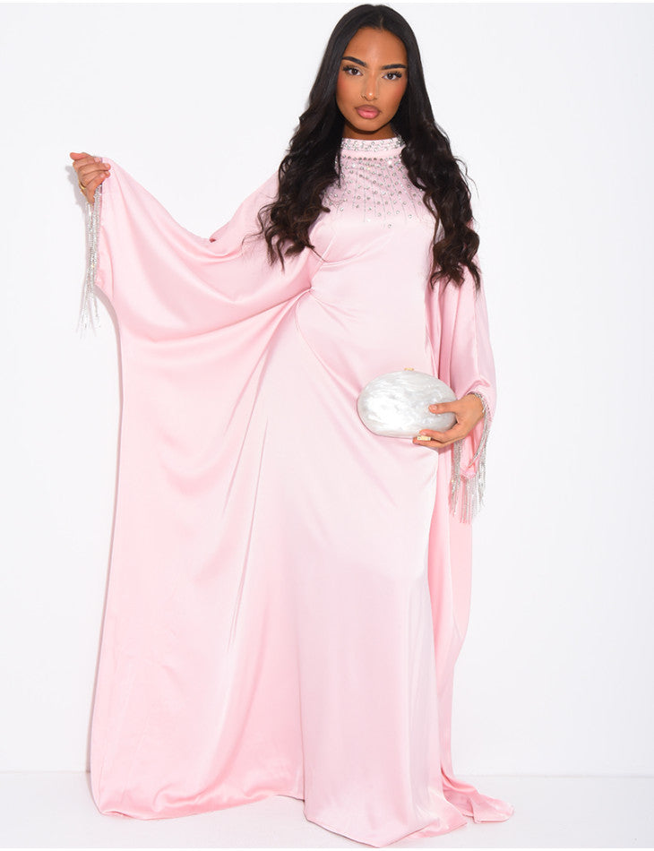 Sareena Premium Embellished Fringe Kaftan with Inner Belt