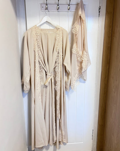 Layla Floral Trim Abaya Set