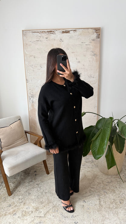 Premium Fur Trim Cardigan Co Ord