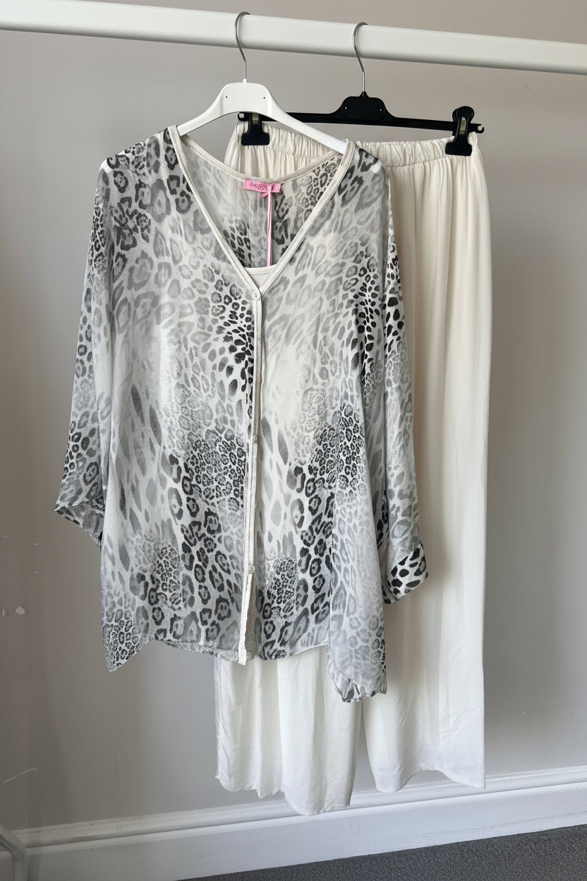 Kiara Leopard Chiffon Silk Co Ord