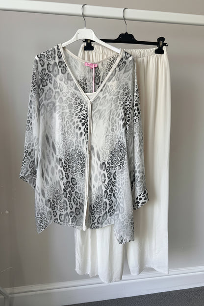 Kiara Leopard Chiffon Silk Co Ord