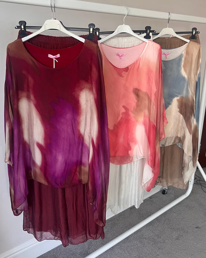 Luna Tie-Dye Chiffon-Silk Co Ord