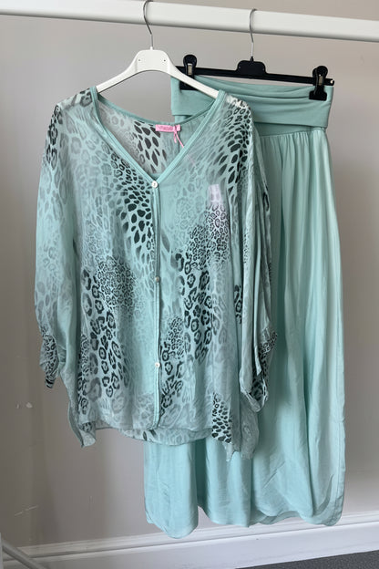 Kiara Leopard Chiffon Silk Co Ord