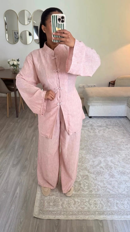 Yoko Linen Effect Co Ord with Adjustable Tie Belt