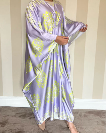 Jewel Print Satin Kaftan