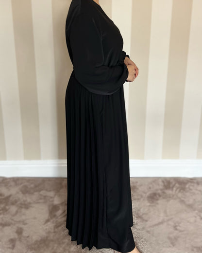 V-Neck Back Pleated Abaya Dress