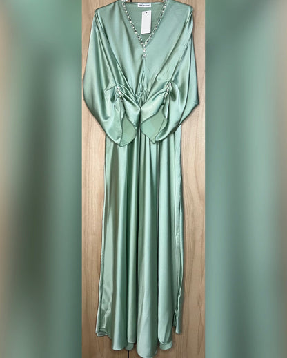 Pearl Embellished Satin Dress