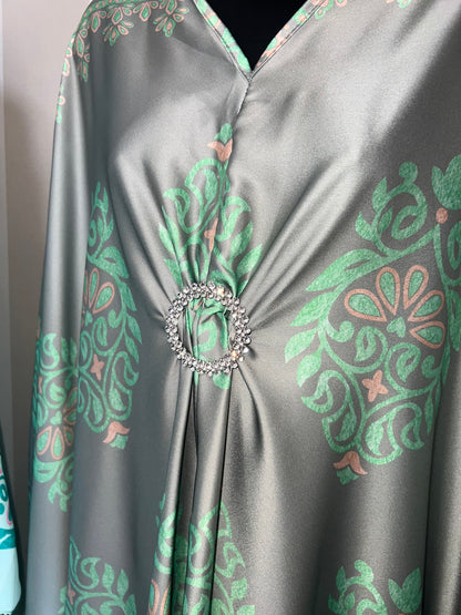 Jewel Print Satin Kaftan