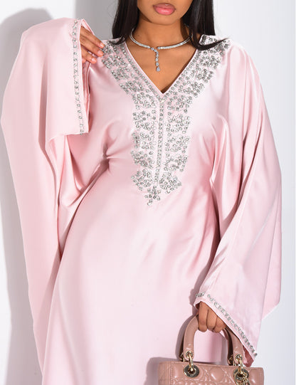 Mona Embellished Kaftan with Inner Tie Belt