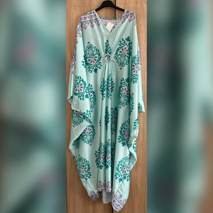 Jewel Print Satin Kaftan