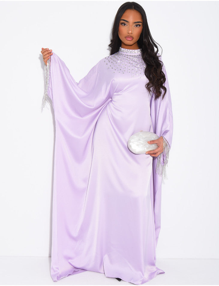 Sareena Premium Embellished Fringe Kaftan with Inner Belt