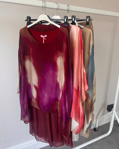 Luna Tie-Dye Chiffon-Silk Co Ord