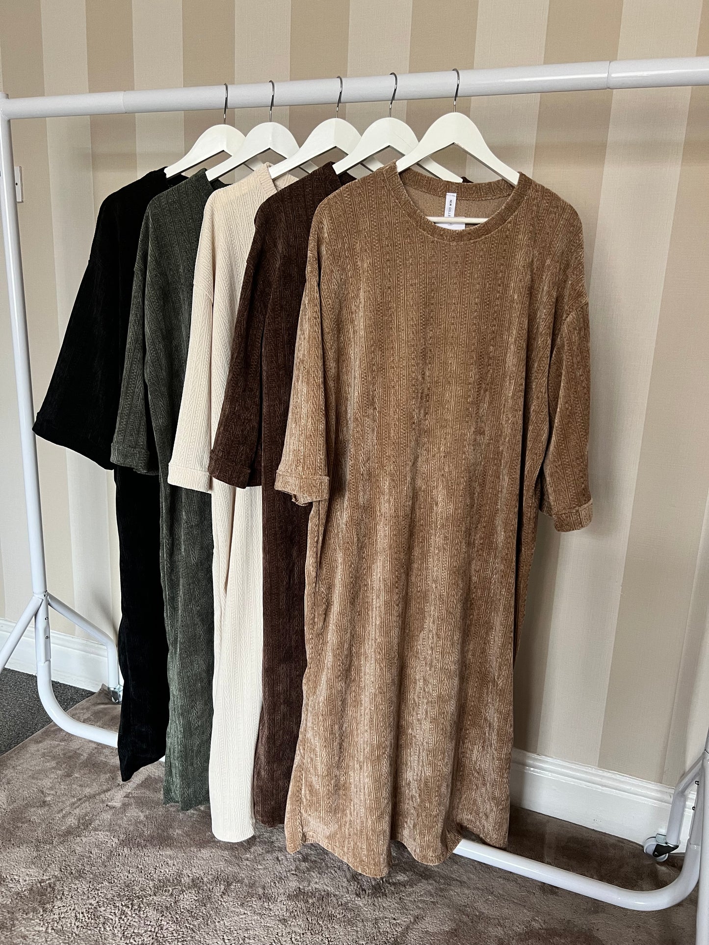 Crushed Corduroy Textured Dress