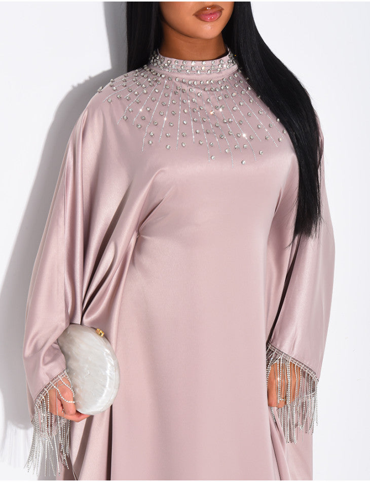 Sareena Premium Embellished Fringe Kaftan with Inner Belt