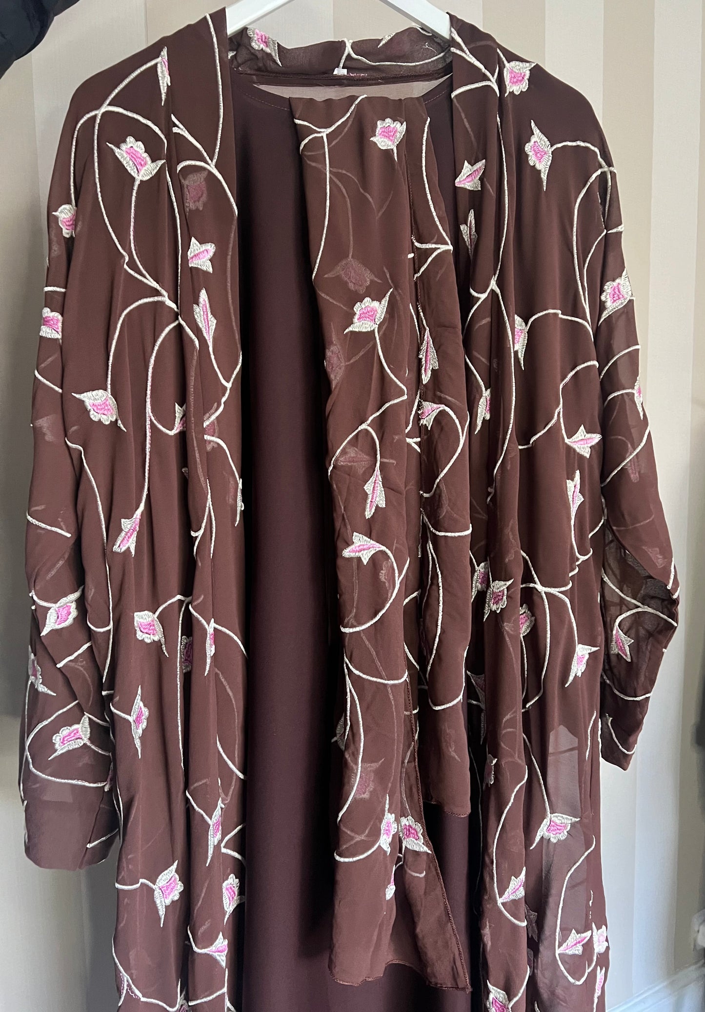 Floral Embroidered Abaya Set with Matching Hijab