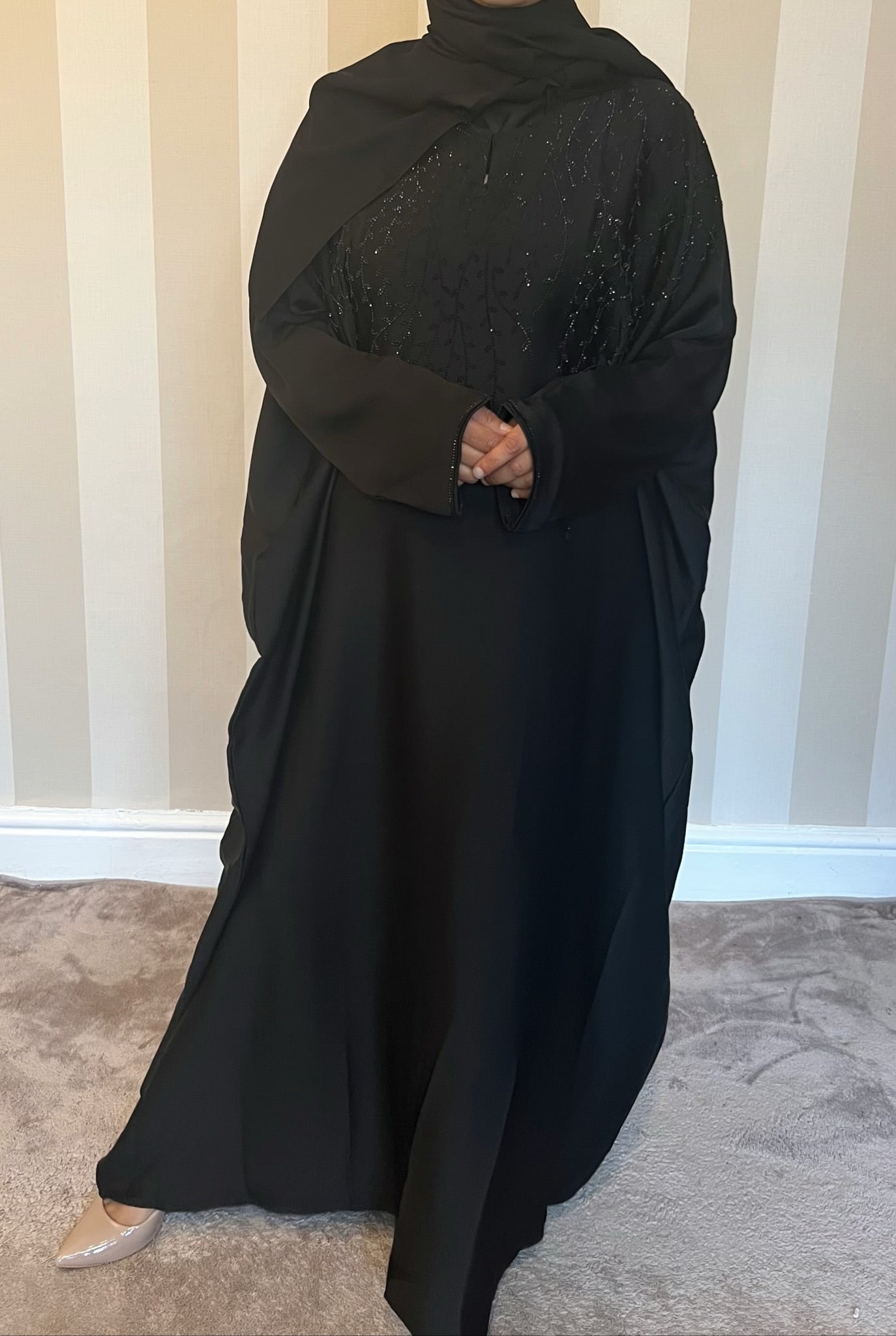Aliya Inner Tie Belt Abaya with Hijab