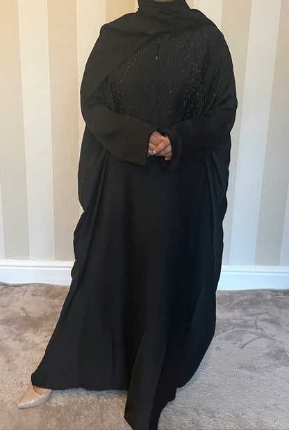 Aliya Inner Tie Belt Abaya with Hijab