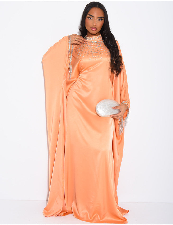 Sareena Premium Embellished Fringe Kaftan with Inner Belt