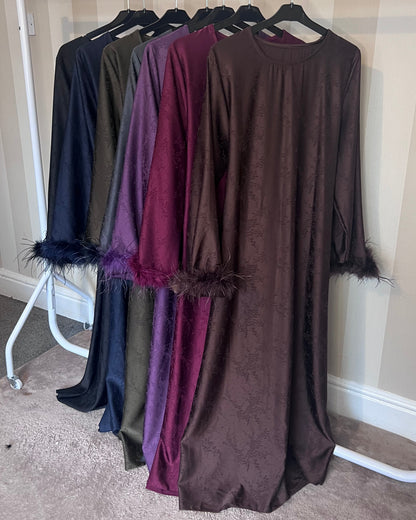 Ameera Feather Sleeve Tie Belt Dress