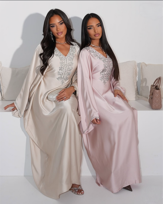 Mona Embellished Kaftan with Inner Tie Belt