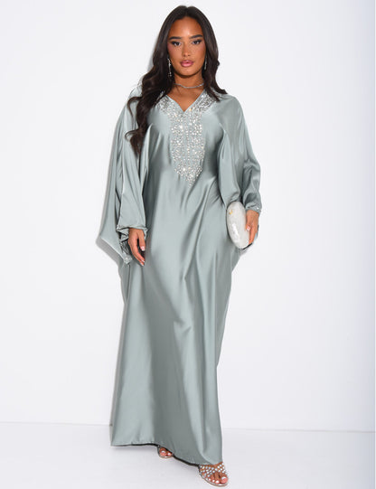 Mona Embellished Kaftan with Inner Tie Belt