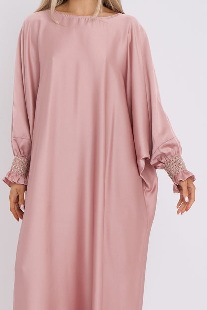 Cuff Detail Satin Batwing Dress